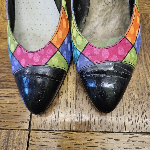 Vintage Life Stride Colorful Patchwork Heels 80s - Picture 11 of 14
